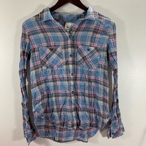 Mudd Blue Flannel Button Up M